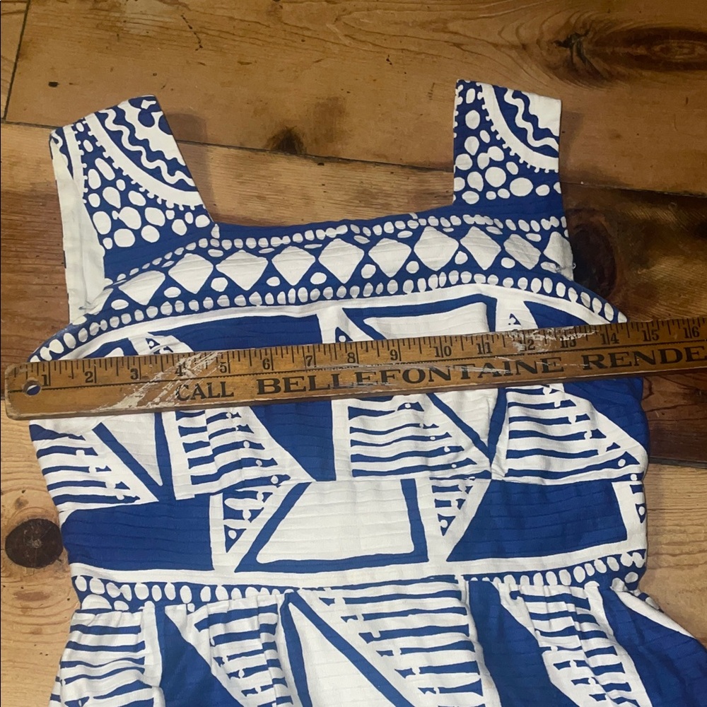 Vintage Created for Liberty House by Malia Blue and White Geometric Maxi Dress - Picture 8 of 8